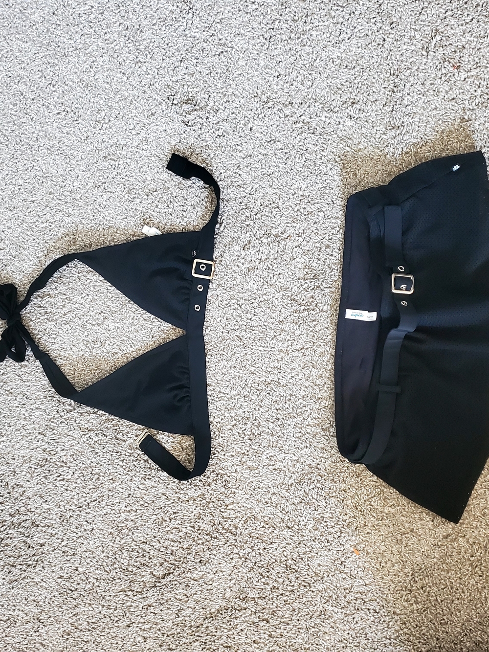 La Vie En Rose Black Buckle-Accent Two-Piece Swim Set with Skirted Bottom